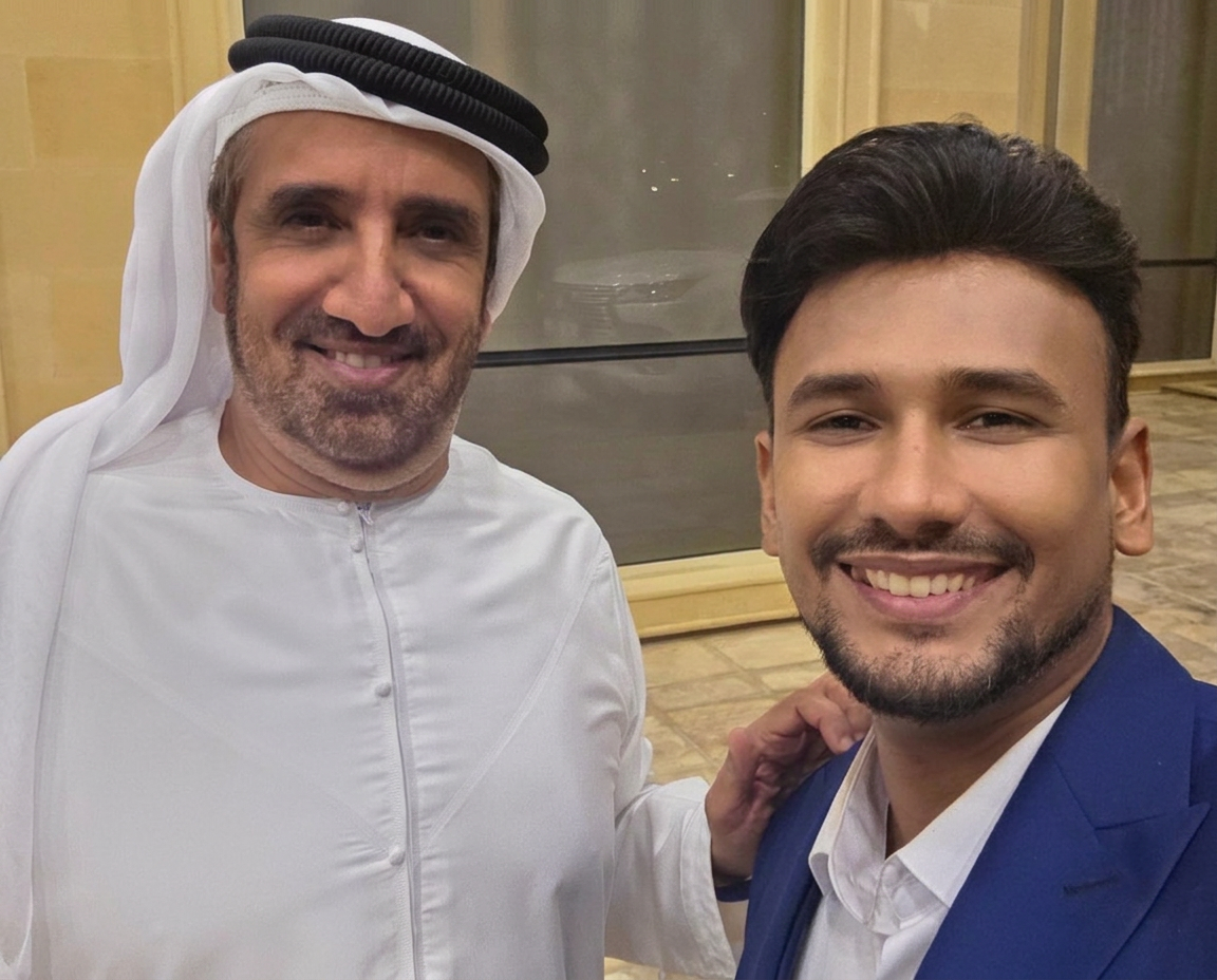 His Excellency Sheikh Awad Bin Mohammed Al Sheikh Merjen, UAE Royal Family (left) along with Lord Jason Temasfieldt.